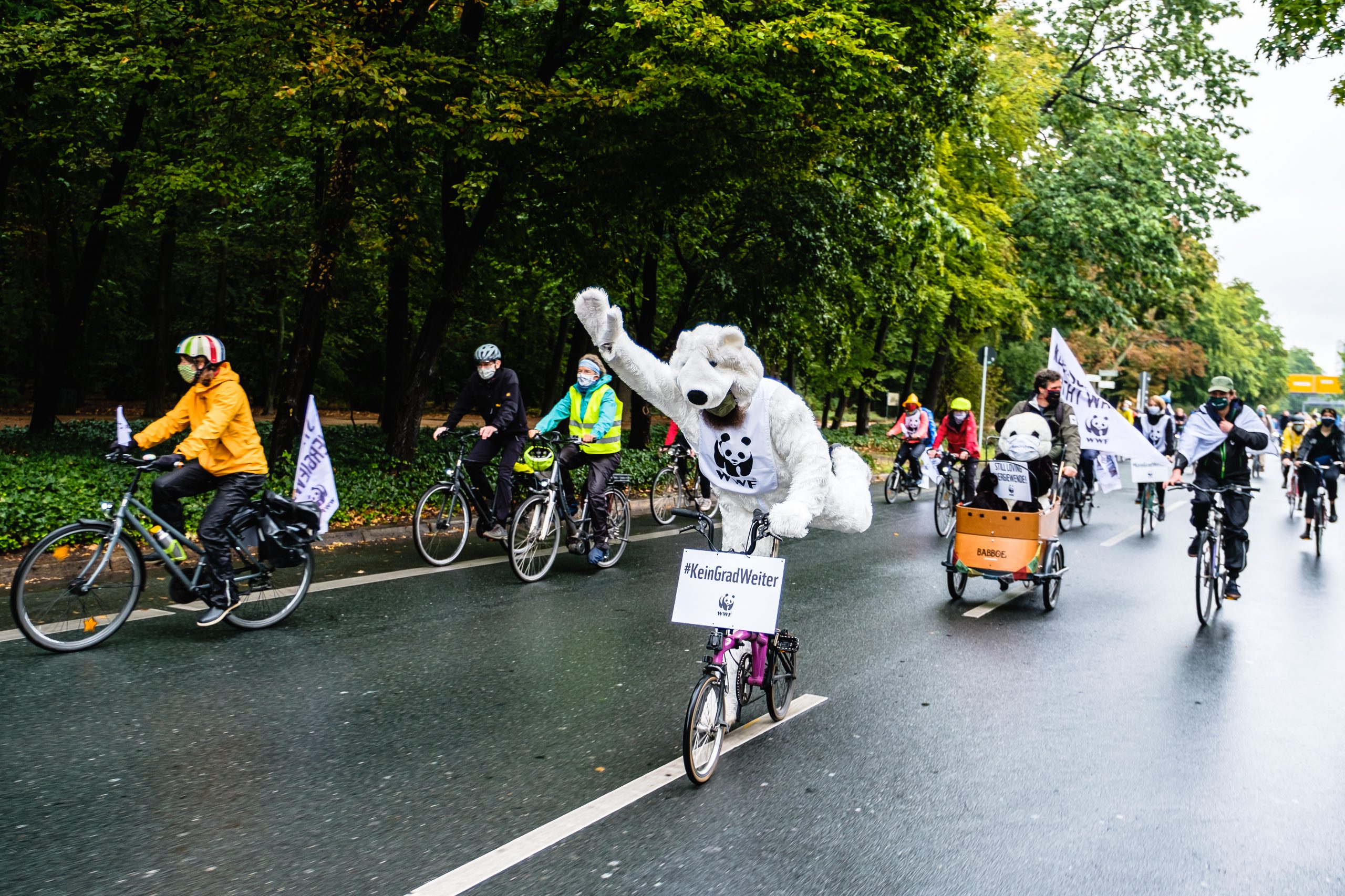 Fahrradfahrer auf der WWF Klimastreikdemp