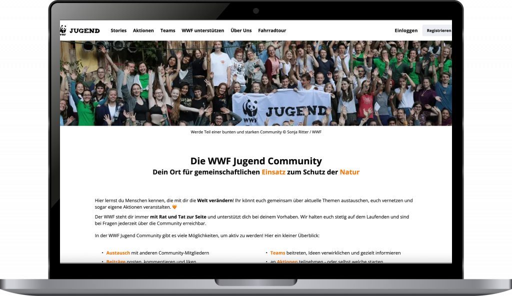 Screenshot aus der WWF Jugend Community