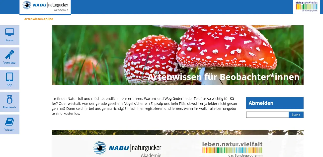 Screenshot der NABU-Akademie