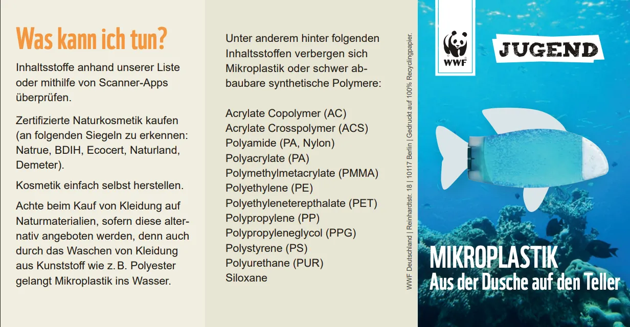 Abbildung des Flyers gegen Mikroplastik