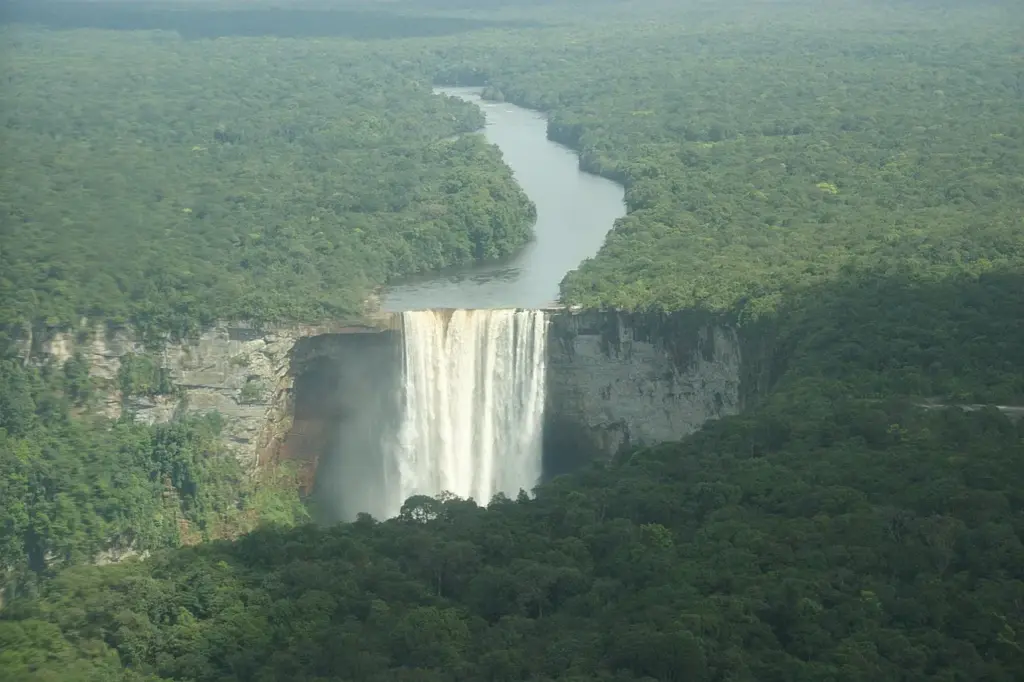Ein großer Wasserfall inmitten eines tropischen Regenwaldes